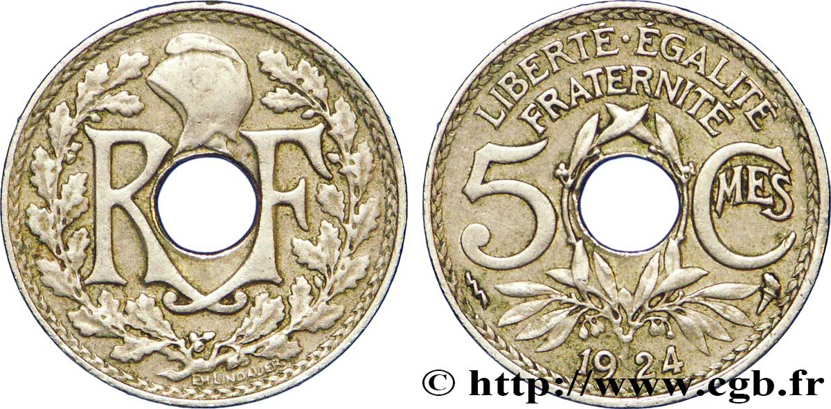5 centimes Lindauer, petit module 1924 Poissy F.122/9 SS48 