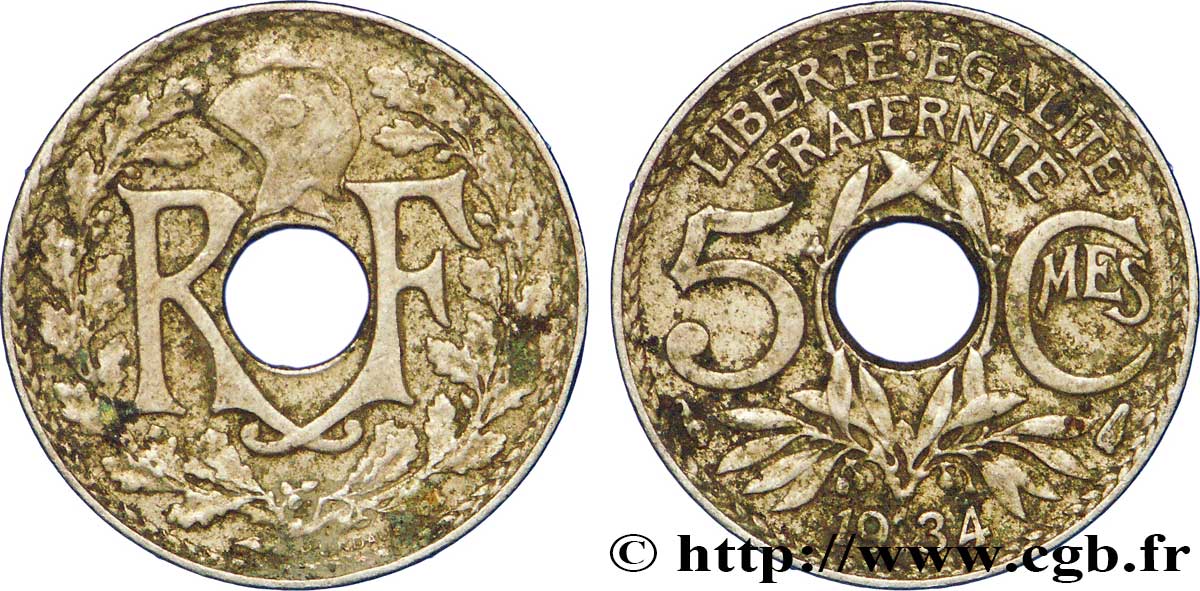 5 centimes Lindauer, petit module 1934 Paris F.122/17 TTB40 