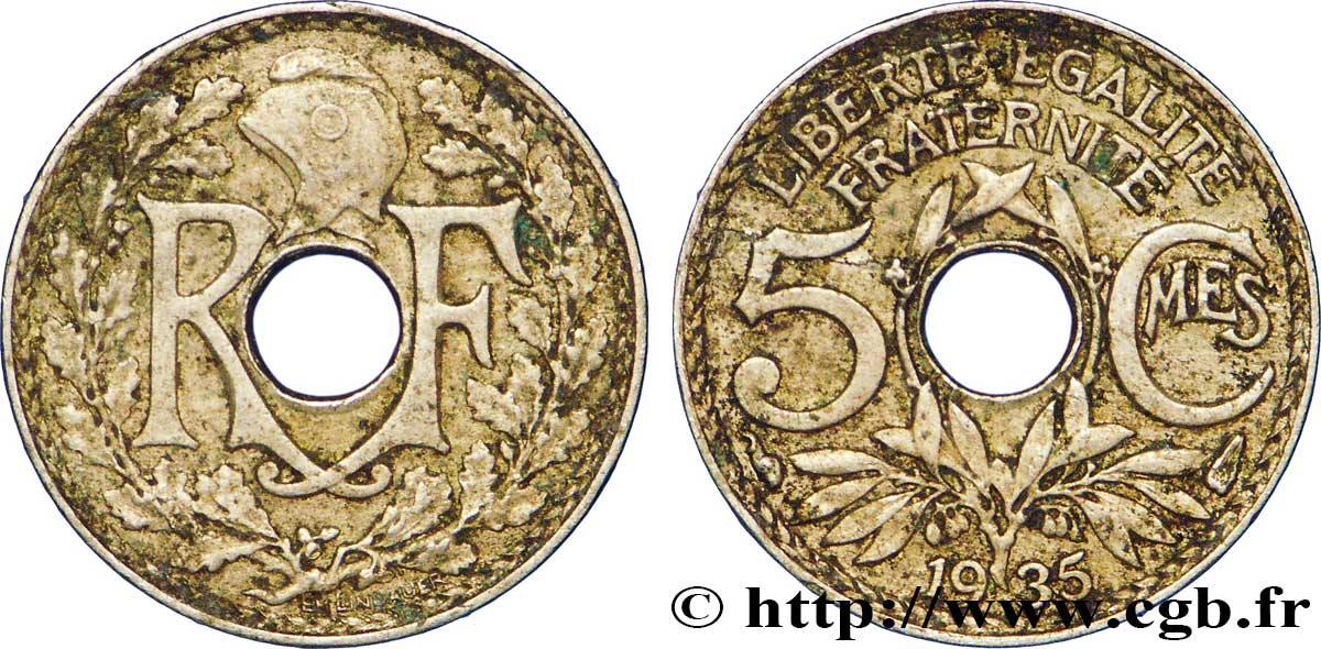 5 centimes Lindauer, petit module 1935 Paris F.122/18 TTB45 