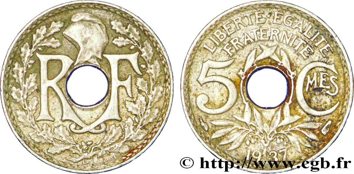 5 centimes Lindauer, petit module 1937 Paris F.122/20 TTB45 