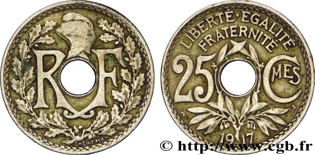 25 centimes Lindauer 1917  F.171/1 VF35 
