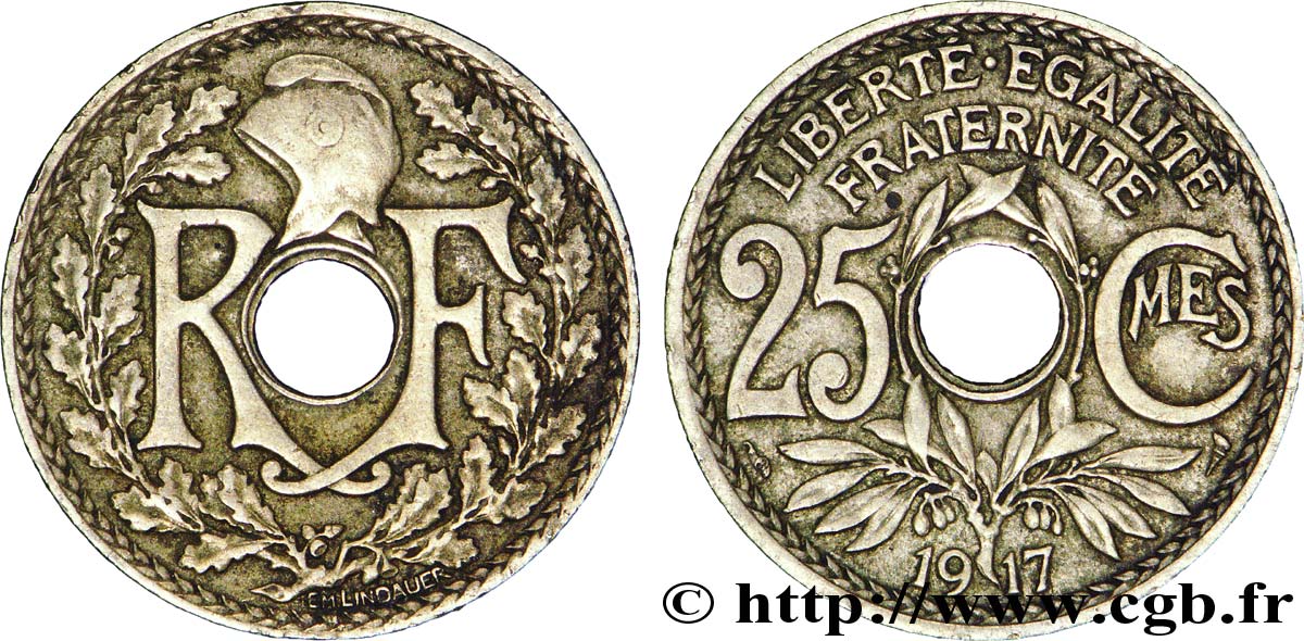 25 centimes Lindauer 1917  F.171/1 TTB40 