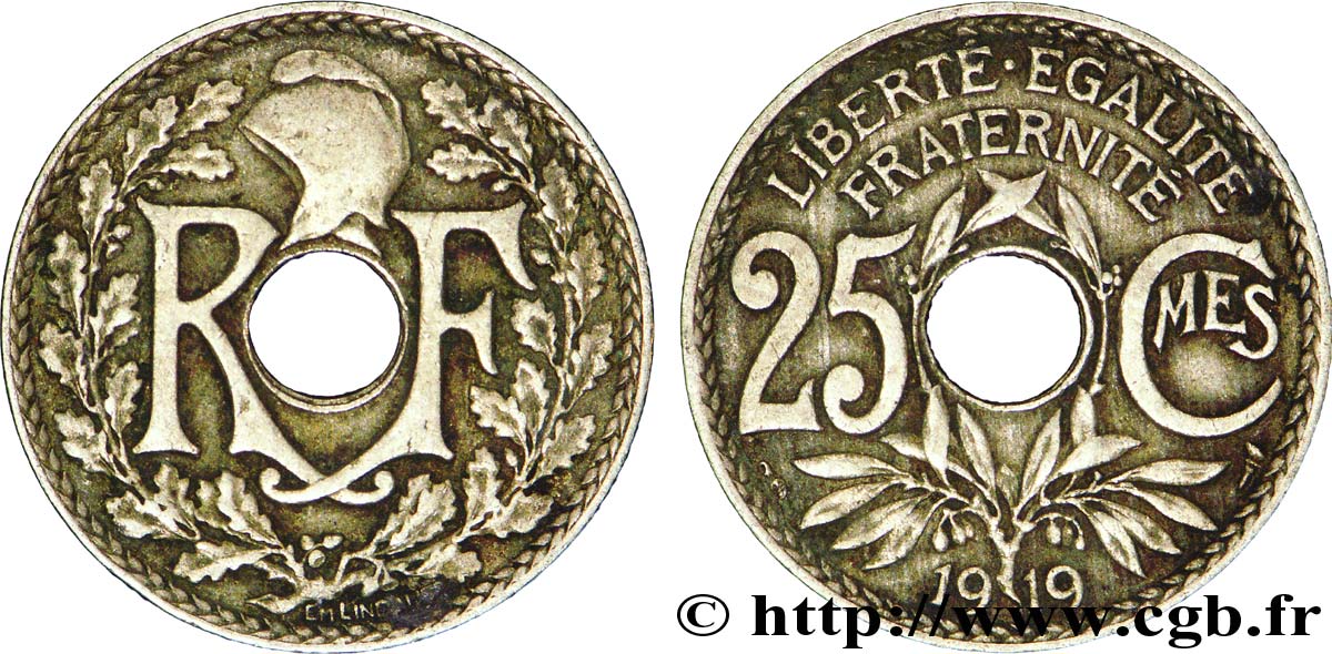 25 centimes Lindauer 1919  F.171/3 XF40 