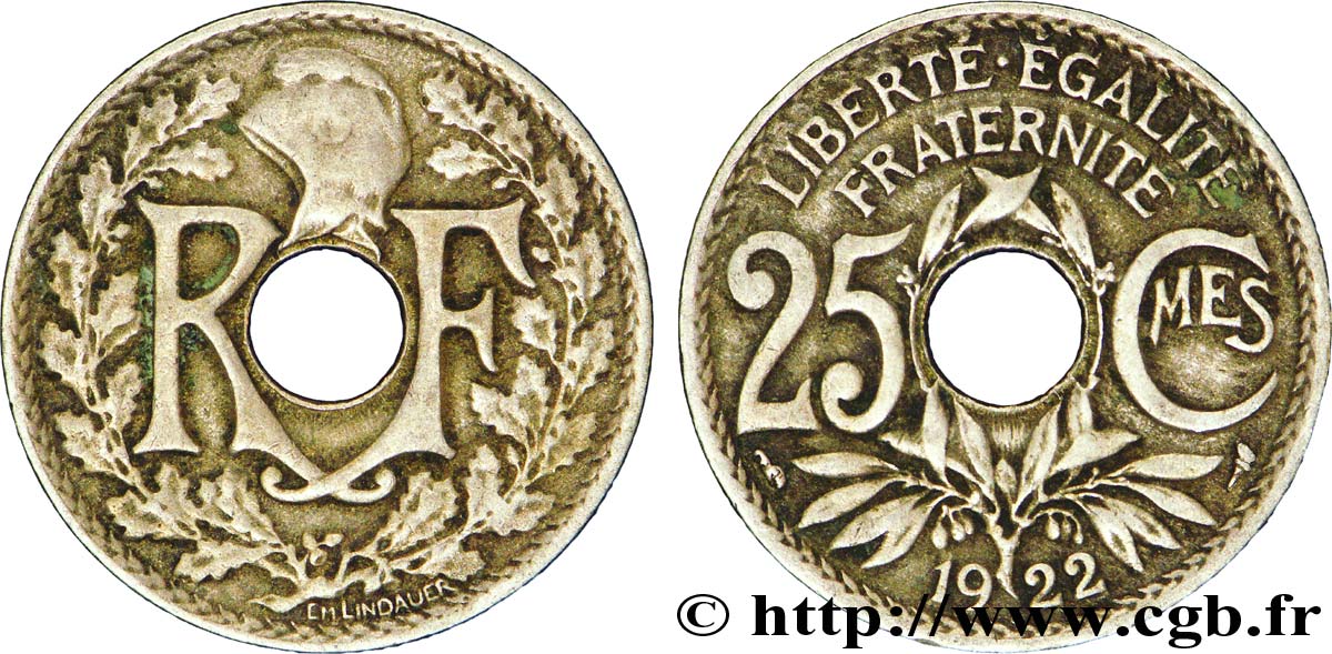 25 centimes Lindauer 1922  F.171/6 XF40 