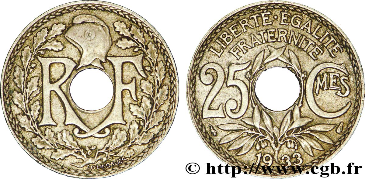 25 centimes Lindauer 1933  F.171/17 TTB45 