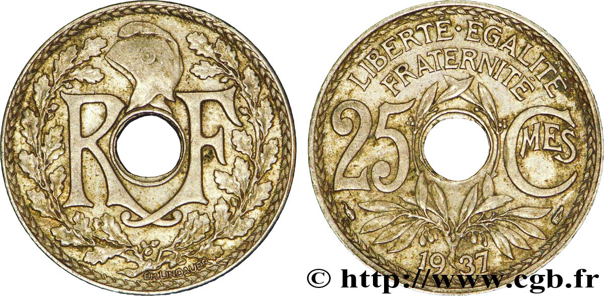 25 centimes Lindauer 1937  F.171/20 XF45 