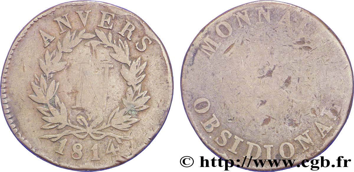 5 cent. Anvers à l’N, frappe de l’atelier de Wolschot 1814 Anvers F.115B/2 B6 