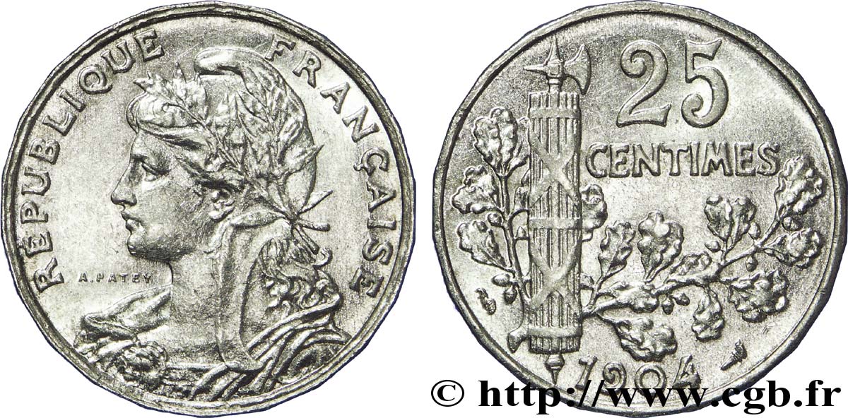 25 centimes Patey, 2e type 1904  F.169/2 SUP60 