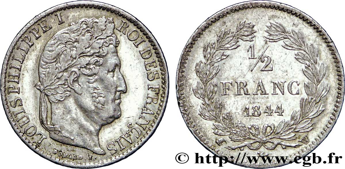 1/2 franc Louis-Philippe 1844 Lille F.182/107 TTB53 