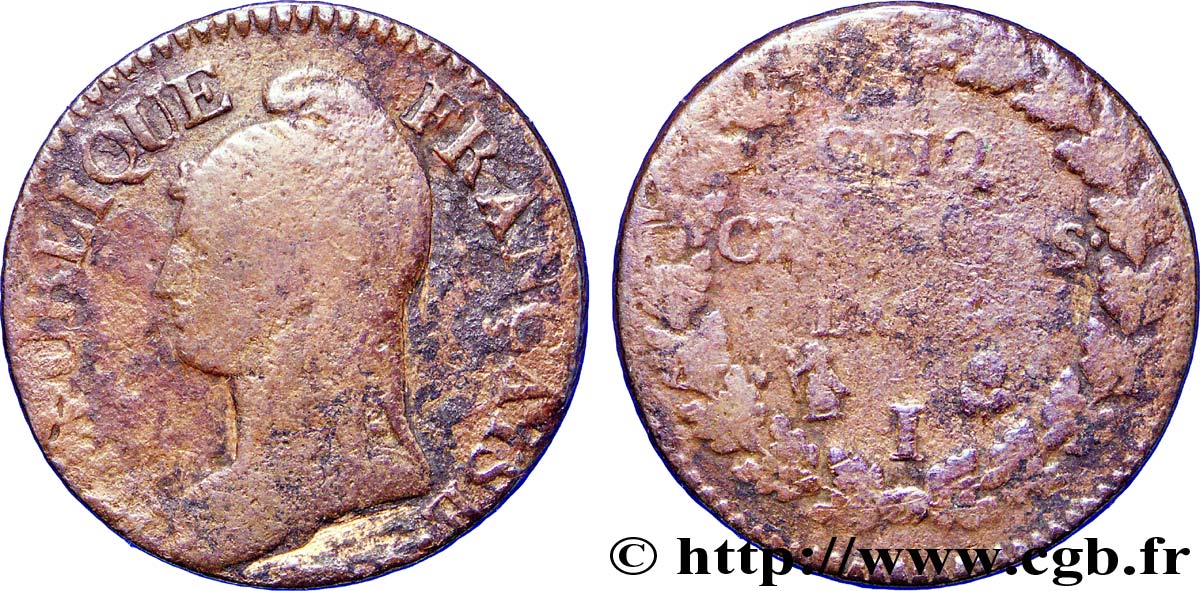 Cinq centimes Dupré, grand module, CNIQ 1797 Limoges F.115/25 B8 
