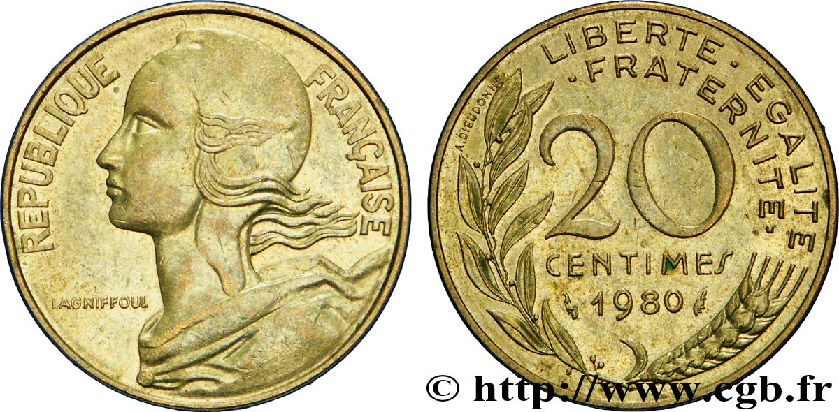 20 centimes Marianne 1980 Pessac F.156/20 AU50 