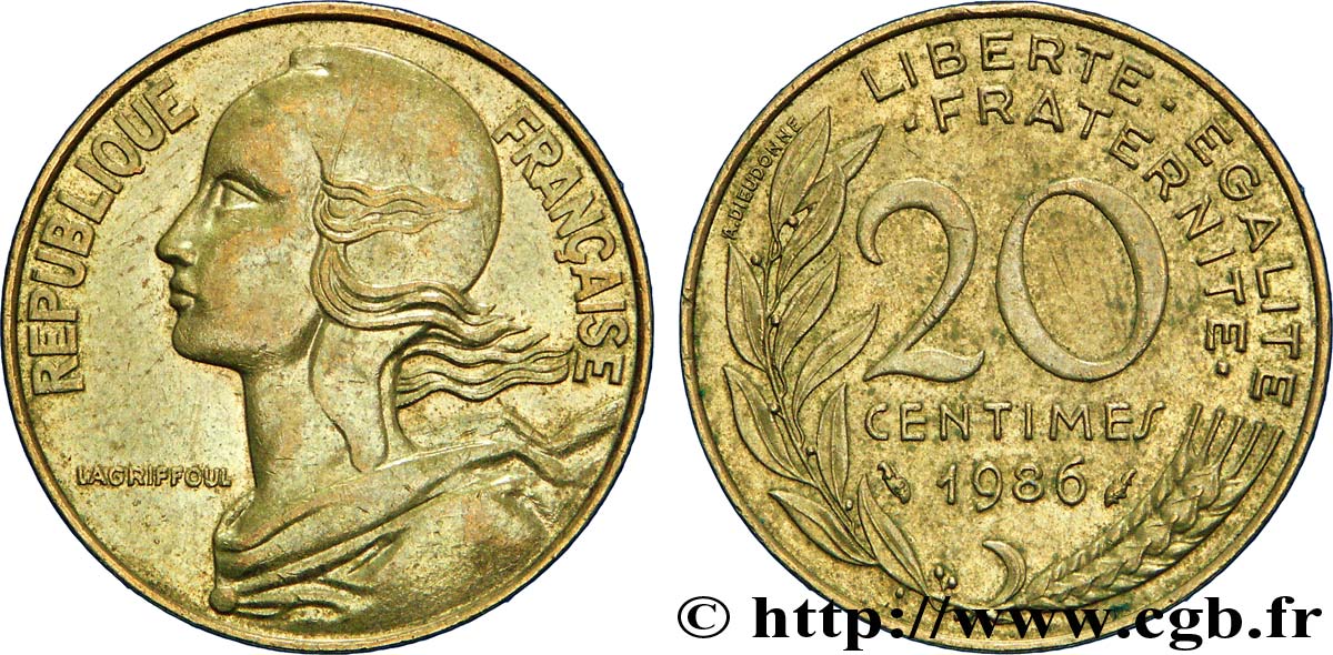 20 centimes Marianne 1986 Pessac F.156/26 BB45 