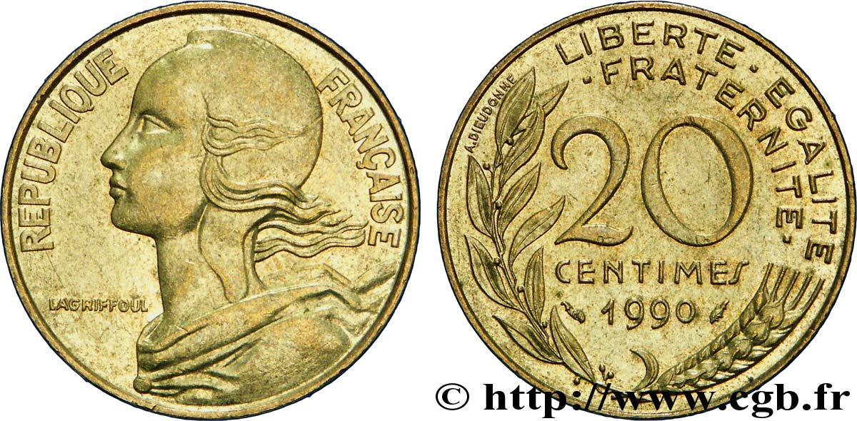 20 centimes Marianne 1990 Pessac F.156/30 AU50 