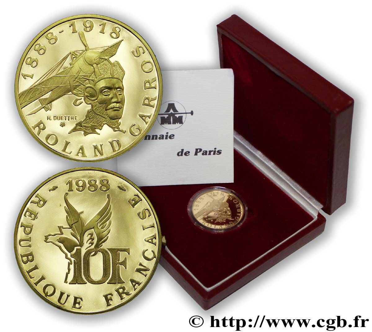 Belle Épreuve Or 10 francs - Roland Garros 1988  F.1302 1 ST 
