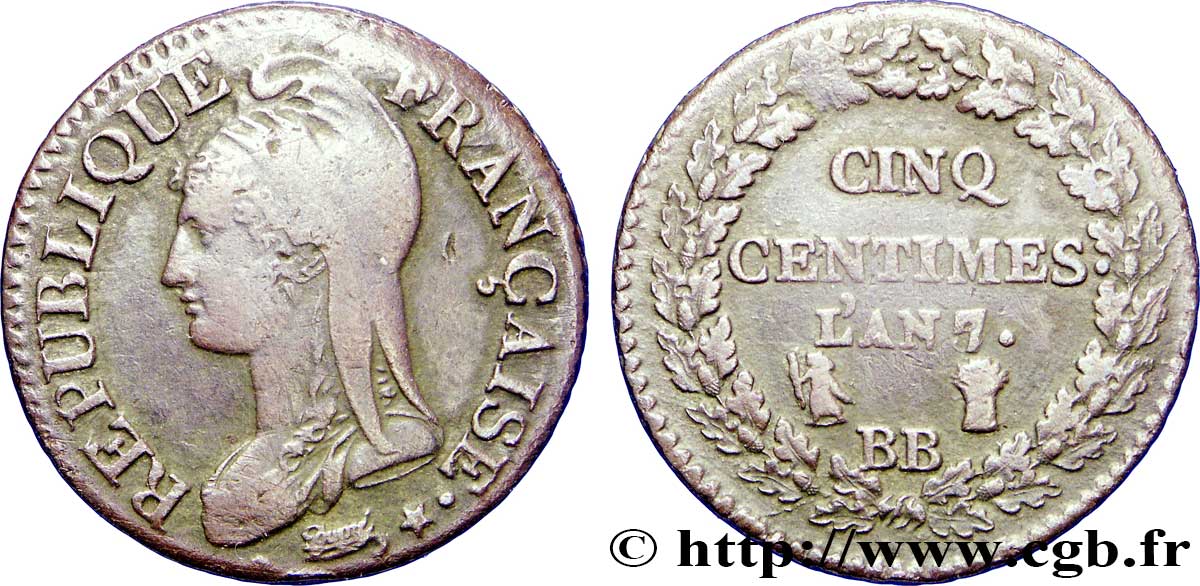 Cinq centimes Dupré, grand module 1799 Strasbourg F.115/61 TTB42 