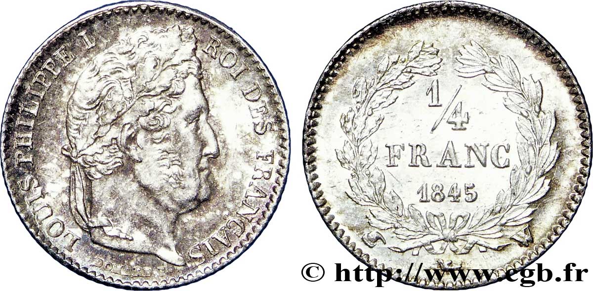 1/4 franc Louis-Philippe 1845 Lille F.166/104 VZ60 