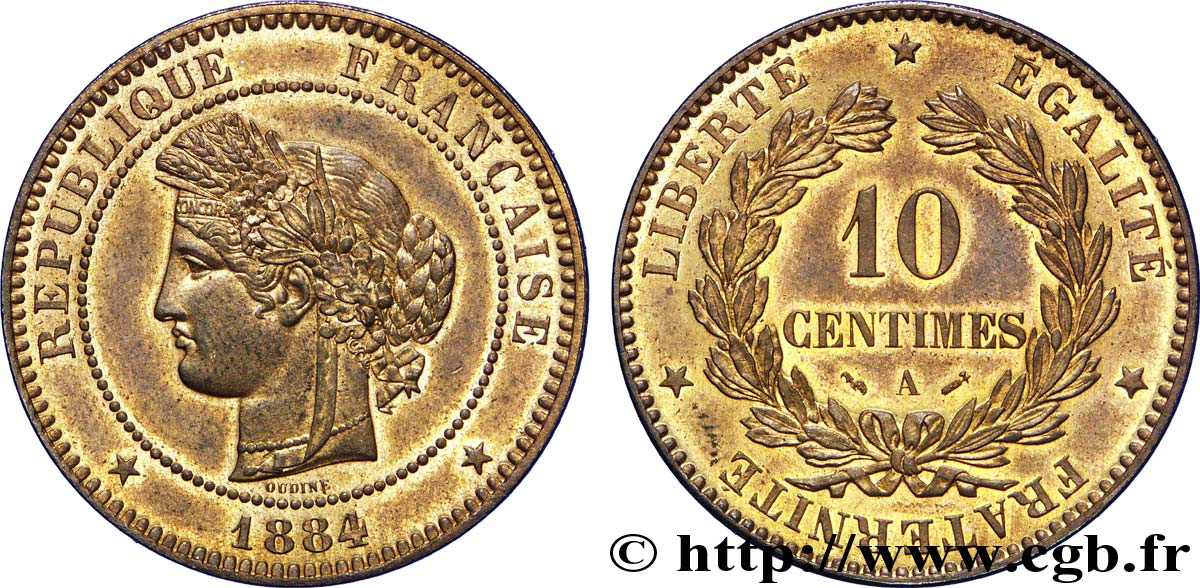 10 centimes Cérès 1884 Paris F.135/28 SUP62 