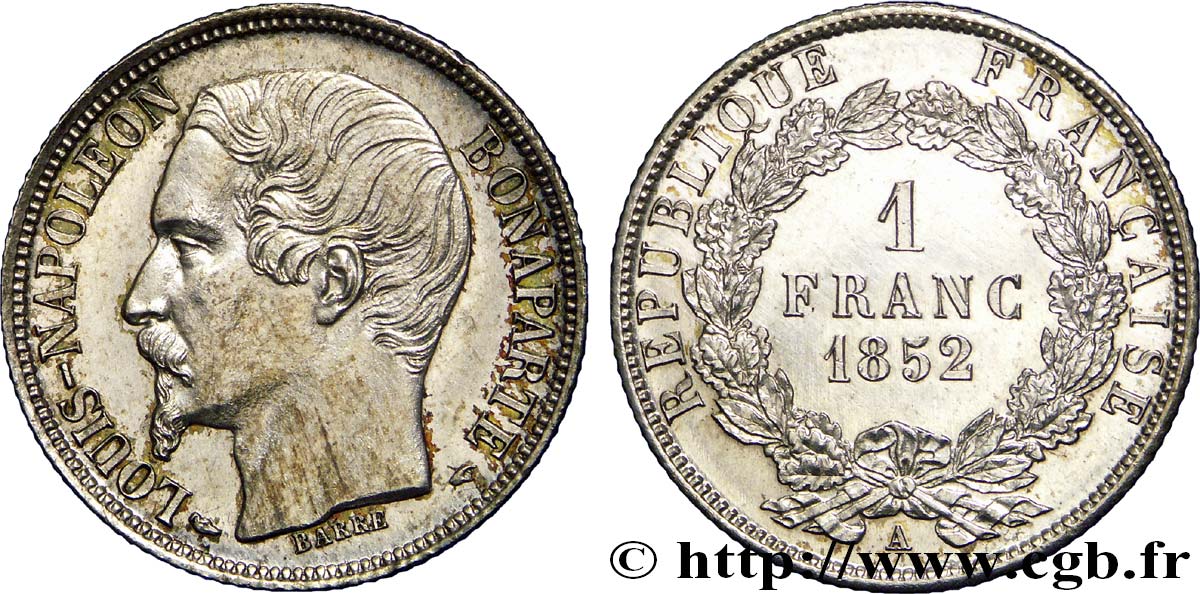 1 franc Louis-Napoléon 1852 Paris F.212/1 MS62 