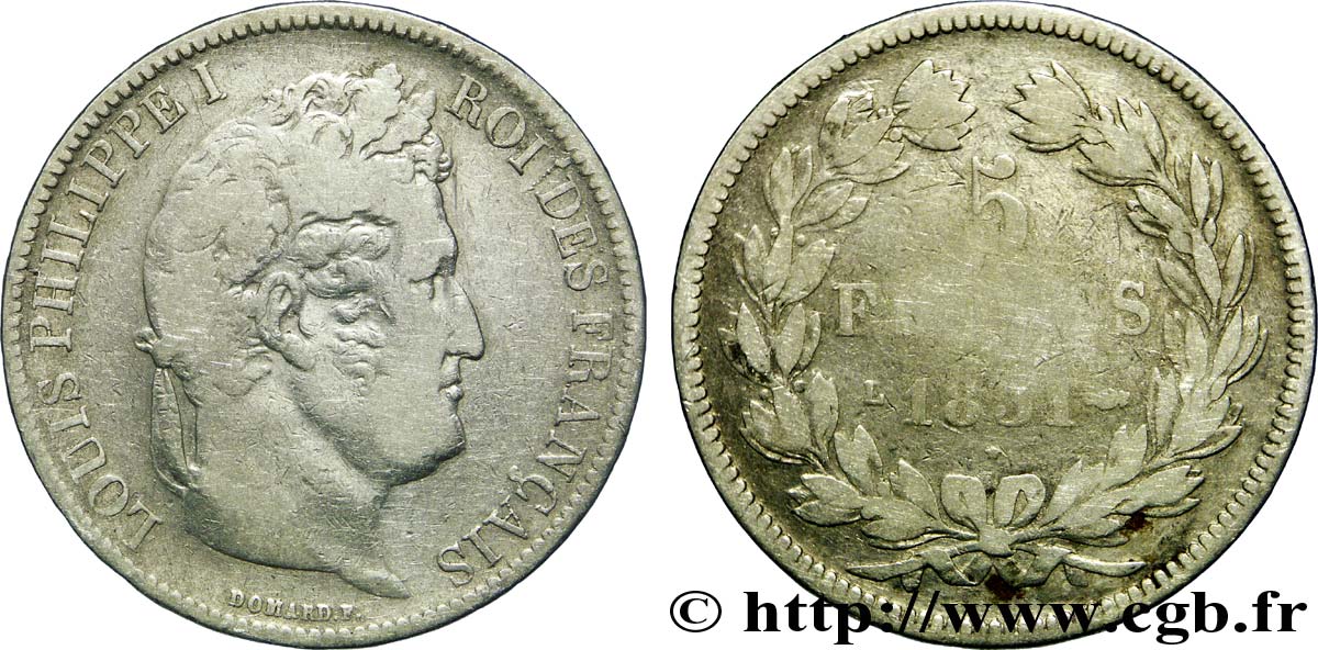 5 francs Ier type Domard, tranche en relief 1831 Bayonne F.320/8 SGE10 