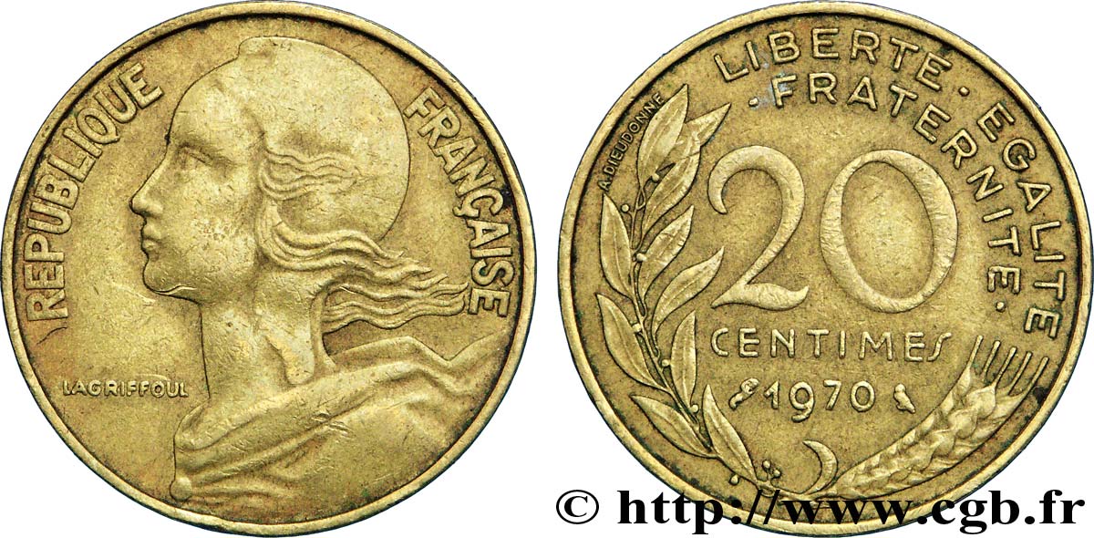 20 centimes Marianne 1970 Paris F.156/10 TB25 