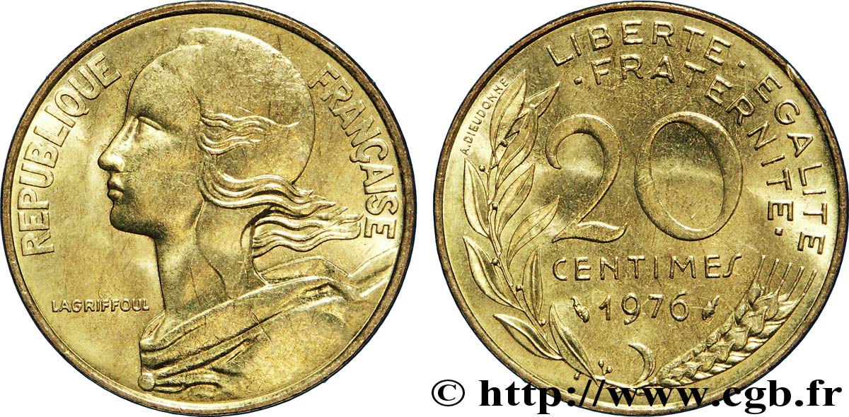 20 centimes Marianne 1976 Pessac F.156/16 MS62 