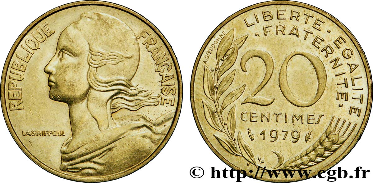 20 centimes Marianne 1979 Pessac F.156/19 AU54 