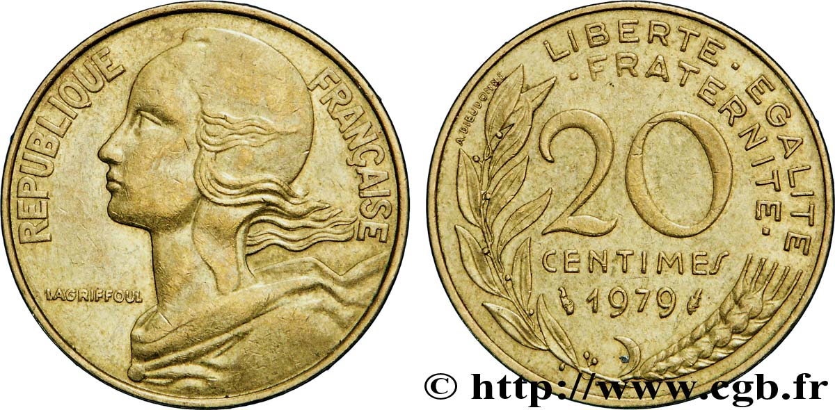 20 centimes Marianne 1979 Pessac F.156/19 AU50 