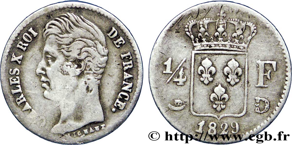 1/4 franc Charles X 1829 Lyon F.164/32 MB30 