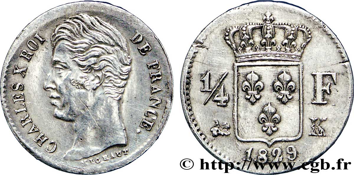 1/4 franc Charles X 1829 Bordeaux F.164/34 AU 