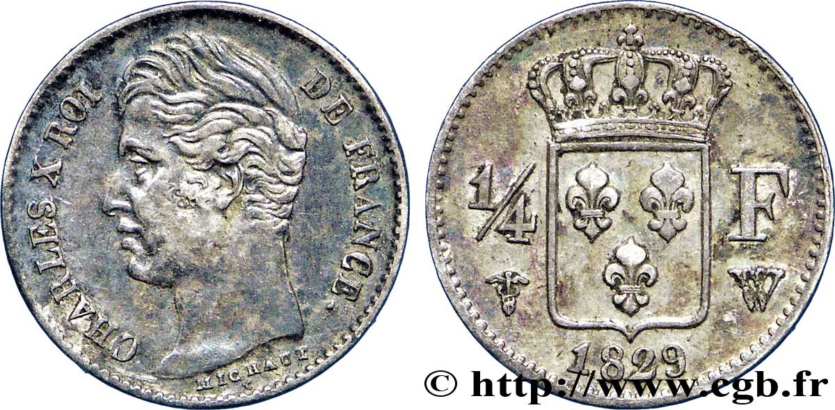 1/4 franc Charles X 1829 Lille F.164/38 TTB45 