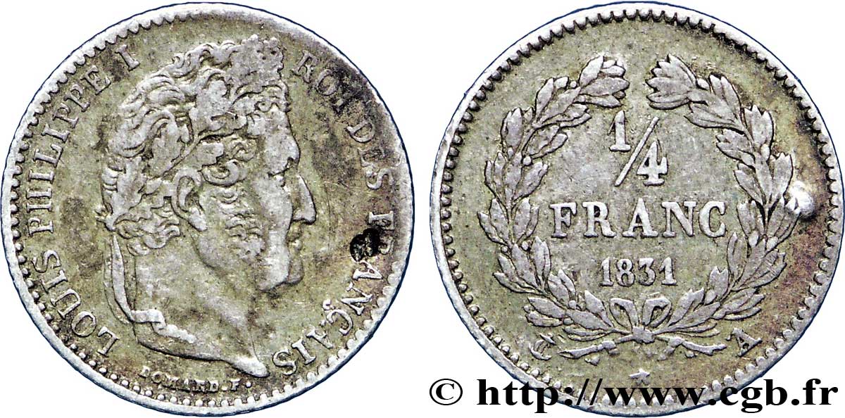 1/4 franc Louis-Philippe 1831 Paris F.166/1 TB35 