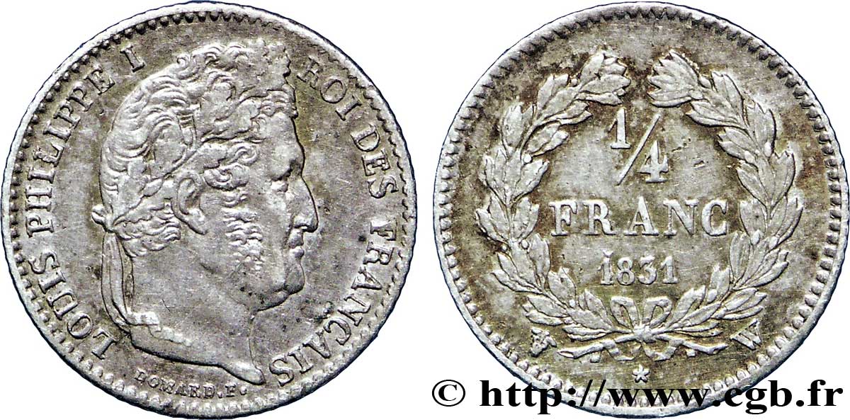 1/4 franc Louis-Philippe 1831 Lille F.166/11 MBC45 
