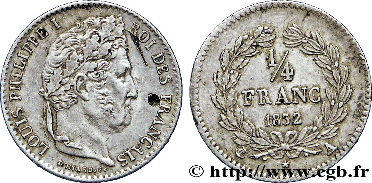 1/4 franc Louis-Philippe 1832 Paris F.166/14 TTB48 