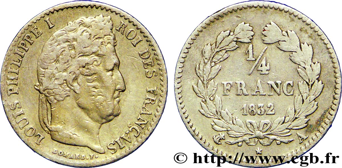 1/4 franc Louis-Philippe 1832 Paris F.166/14 VF30 