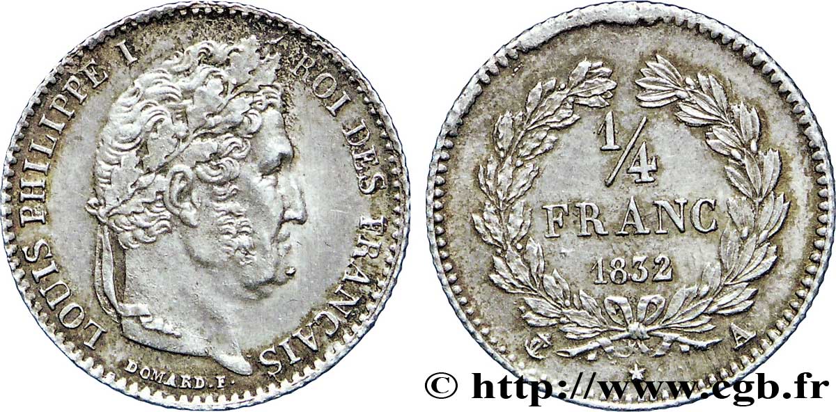 1/4 franc Louis-Philippe 1832 Paris F.166/13 SUP60 