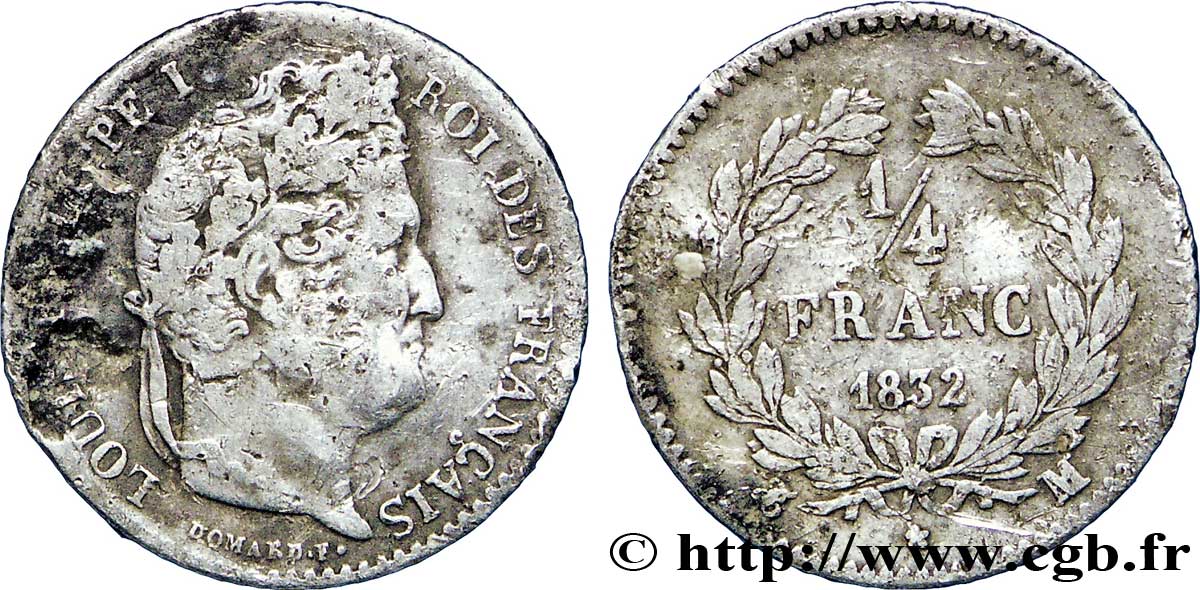 1/4 franc Louis-Philippe 1832 Toulouse F.166/24 TB18 