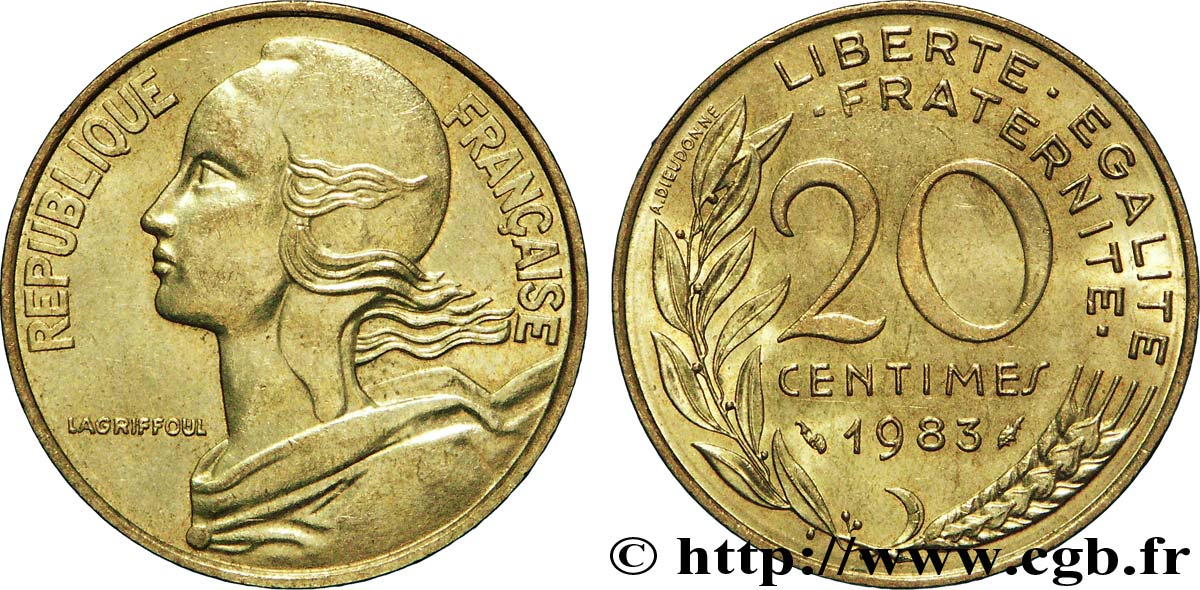 20 centimes Marianne 1983 Pessac F.156/23 SPL63 