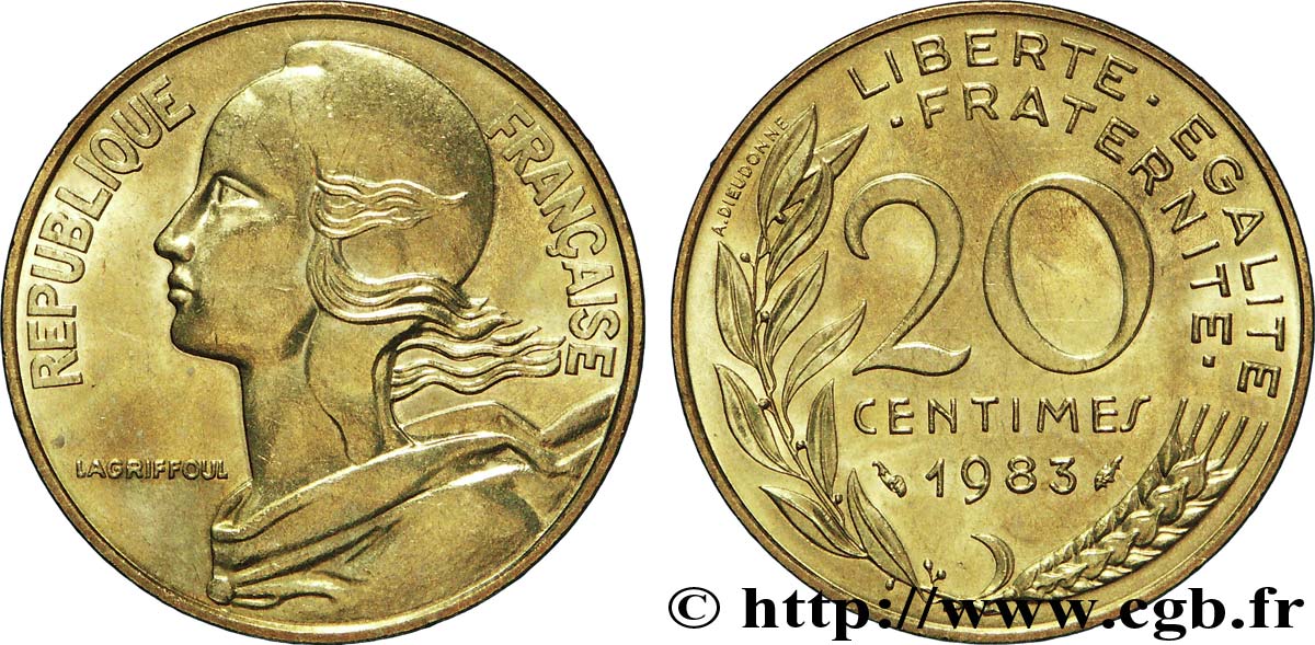 20 centimes Marianne 1983 Pessac F.156/23 EBC60 