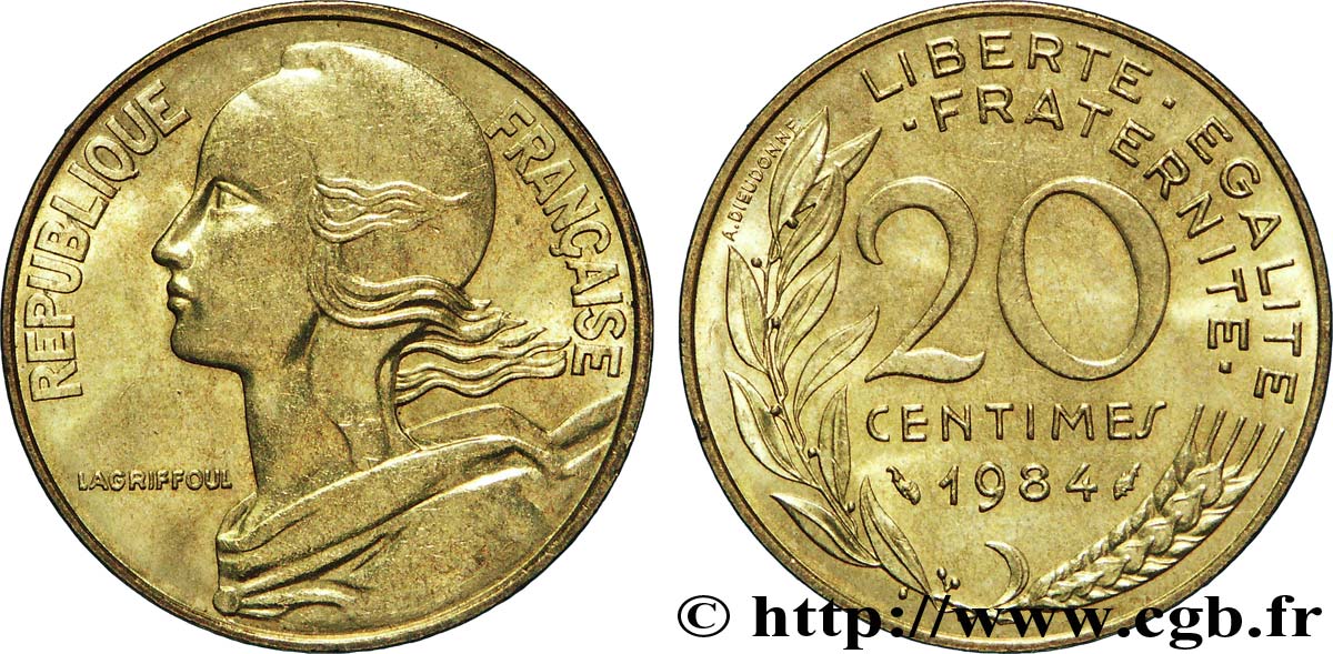20 centimes Marianne 1984 Pessac F.156/24 VZ60 