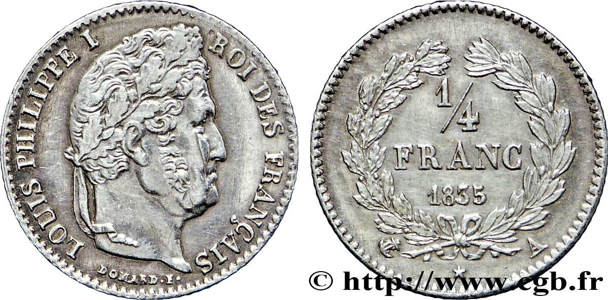 1/4 franc Louis-Philippe 1835 Paris F.166/49 EBC60 