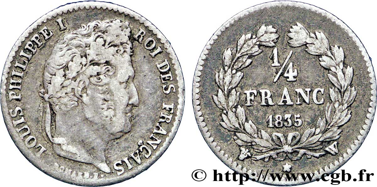 1/4 franc Louis-Philippe 1835 Lille F.166/57 TB35 