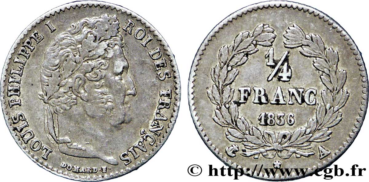 1/4 franc Louis-Philippe 1836 Paris F.166/59 TTB45 