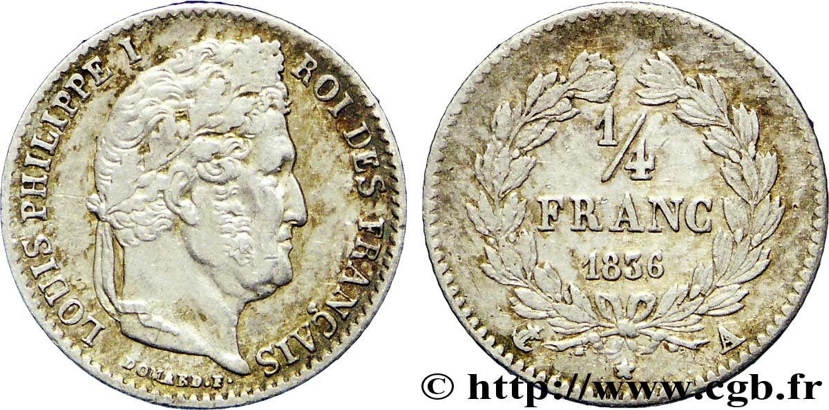 1/4 franc Louis-Philippe 1836 Paris F.166/59 SS40 