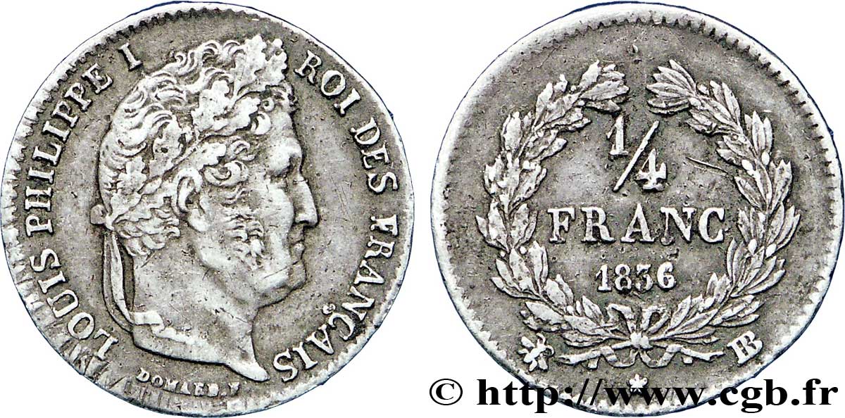 1/4 franc Louis-Philippe 1836 Strasbourg F.166/61 TTB45 