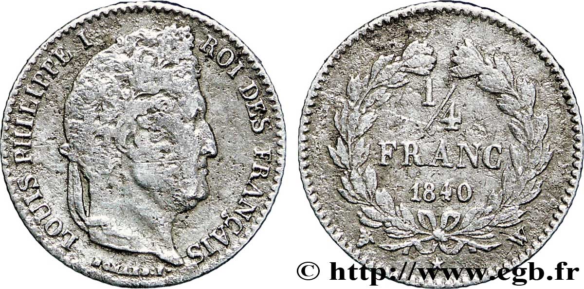 1/4 franc Louis-Philippe 1840 Lille F.166/84 MB20 