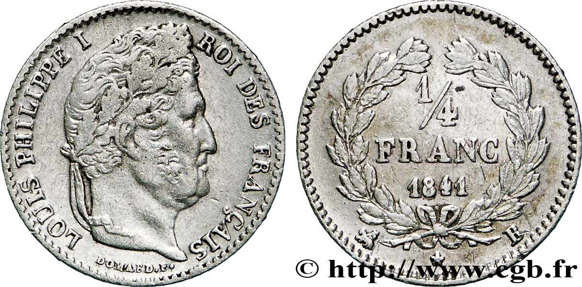 1/4 franc Louis-Philippe 1841 Rouen F.166/86 TTB45 