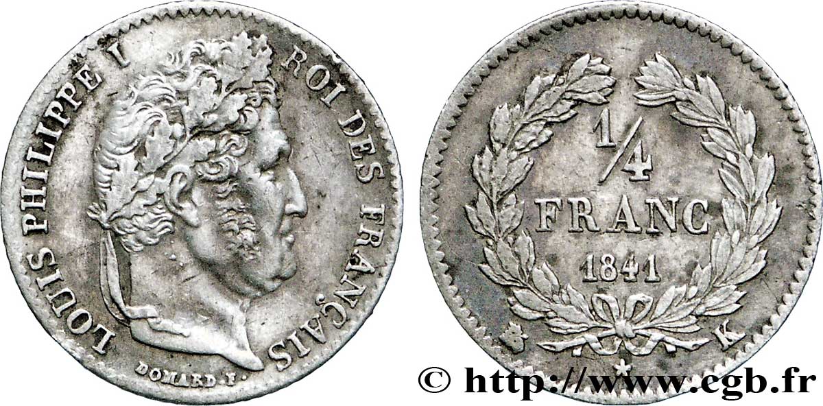 1/4 franc Louis-Philippe 1841 Bordeaux F.166/87 SUP58 