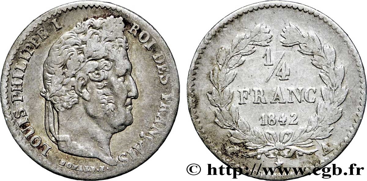 1/4 franc Louis-Philippe 1842 Paris F.166/89 MB30 