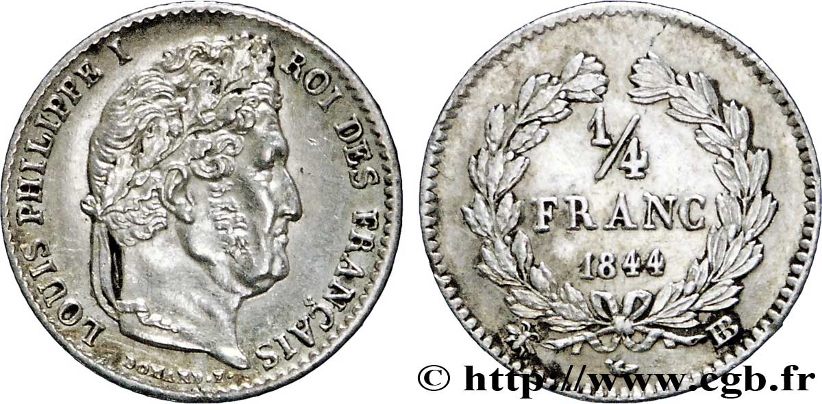 1/4 franc Louis-Philippe 1844 Strasbourg F.166/99 SS45 