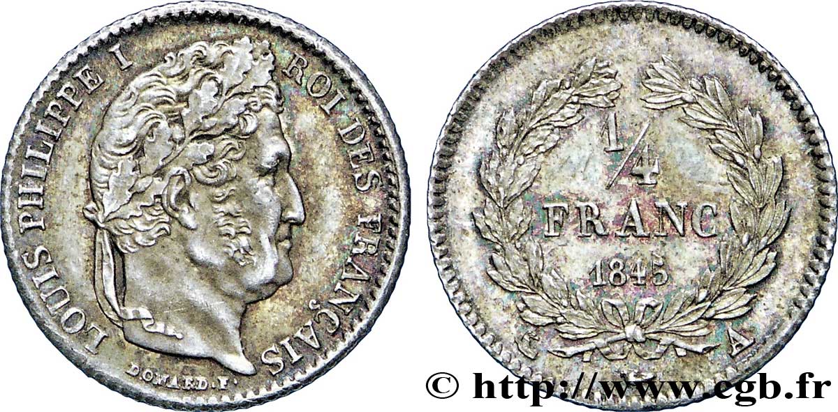 1/4 franc Louis-Philippe 1845 Paris F.166/102 SUP62 